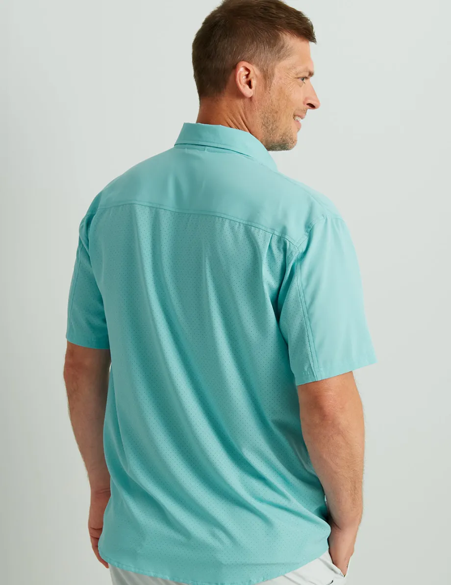 Huk Gear Button Downs-Tide Point Short Sleeve Button-Down Marine Blue
