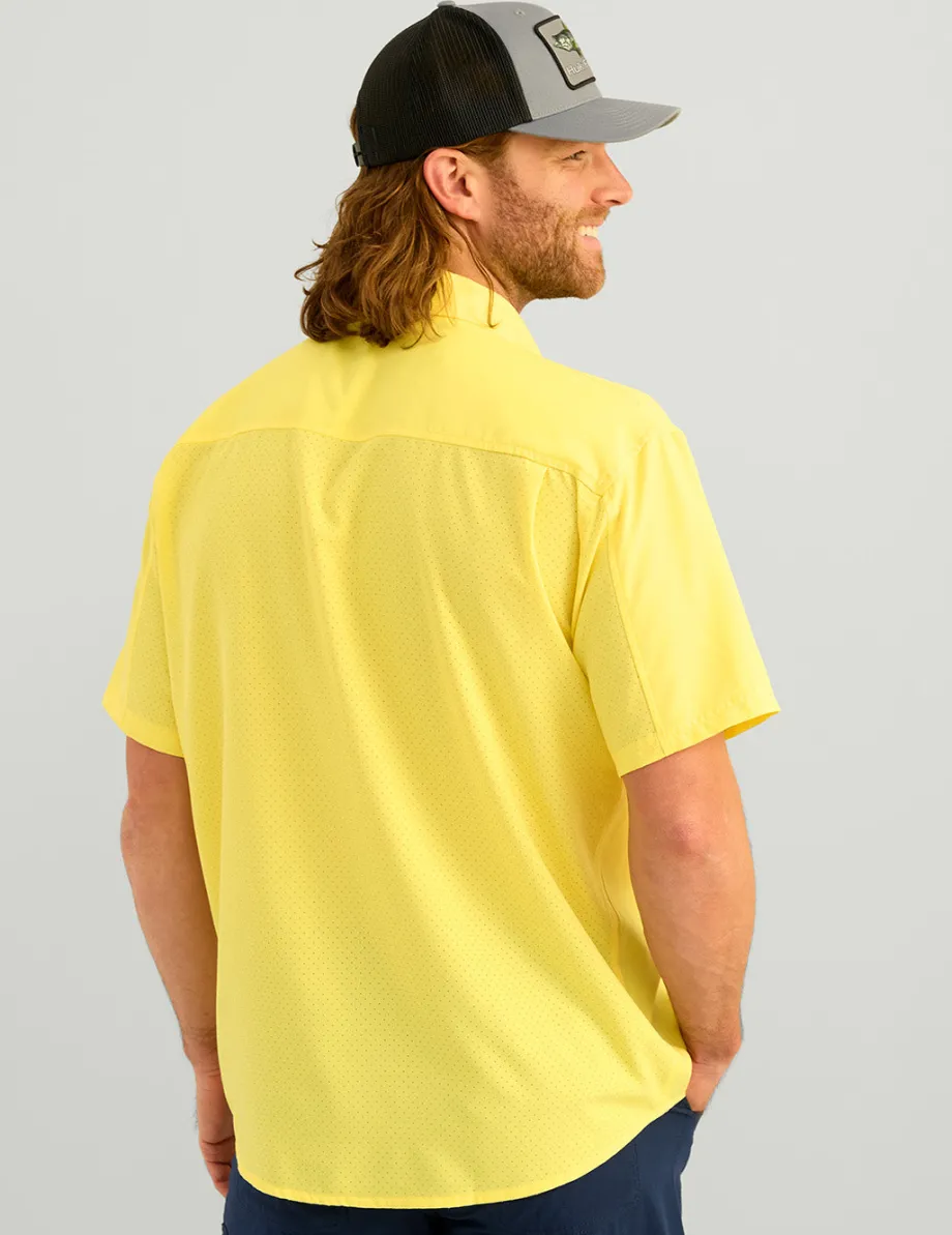 Huk Gear Button Downs-Tide Point Short Sleeve Button-Down Yellowfin