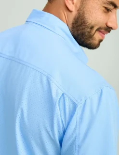 Huk Gear Button Downs-Tide Point Short Sleeve Button-Down Marolina Blue
