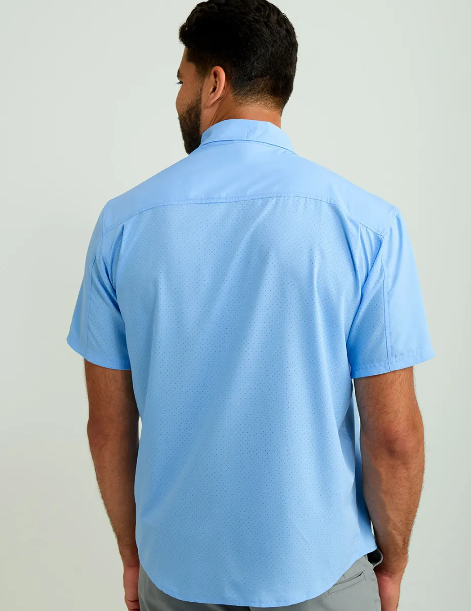 Huk Gear Button Downs-Tide Point Short Sleeve Button-Down Marolina Blue