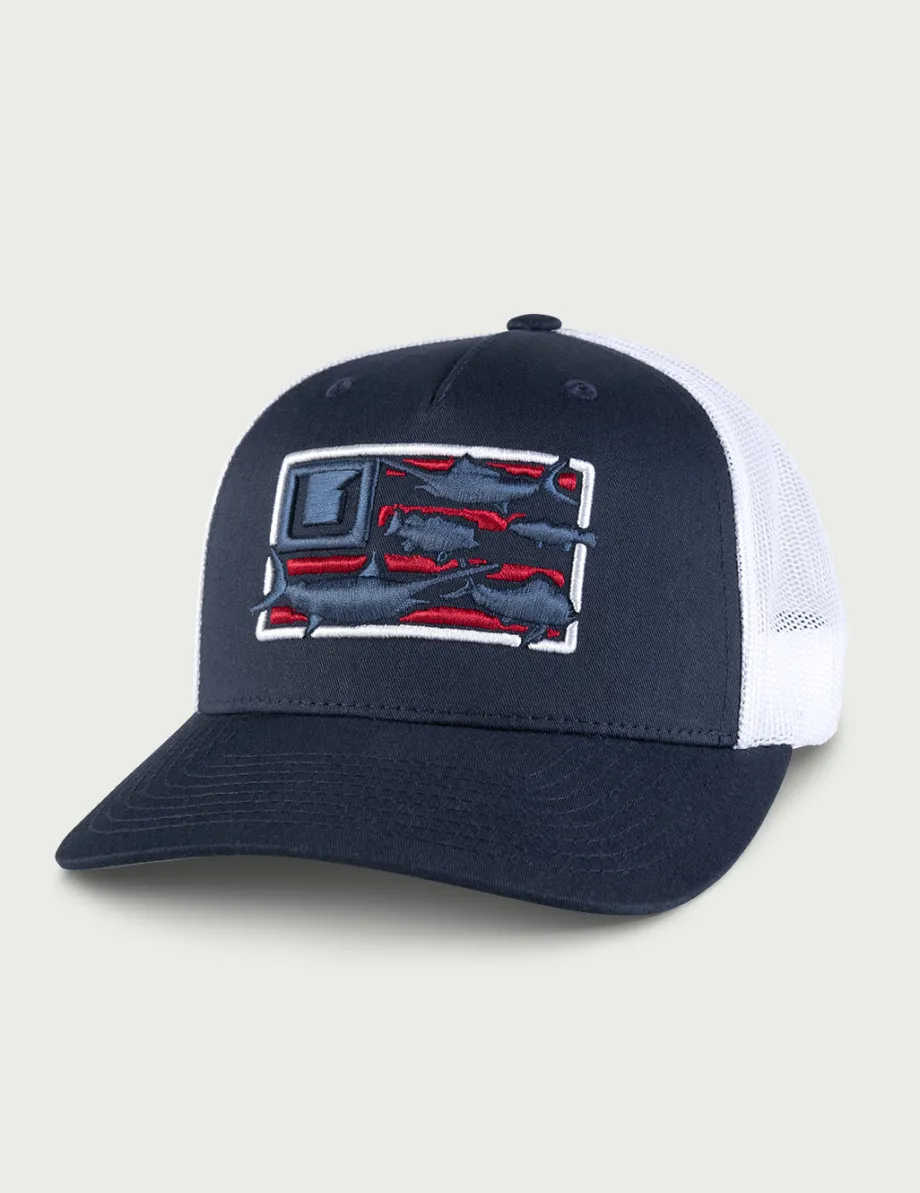 Huk Gear Hats-Trophy Flag Trucker Hat Naval Academy