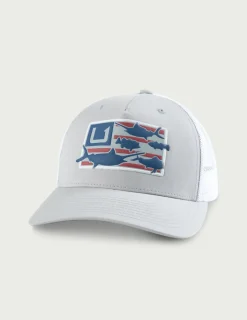 Huk Gear Hats-Trophy Flag Trucker Hat Harbor Mist