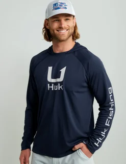 Huk Gear Hats-Trophy Flag Trucker Hat Harbor Mist