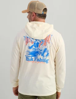 Huk Gear T-Shirts-Trout Wrangle Hoodie Tee Egret