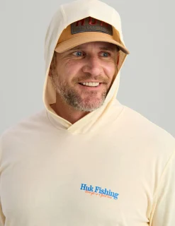 Huk Gear T-Shirts-Trout Wrangle Hoodie Tee Egret