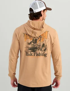 Huk Gear T-Shirts-Trout Wrangle Hoodie Tee Marl