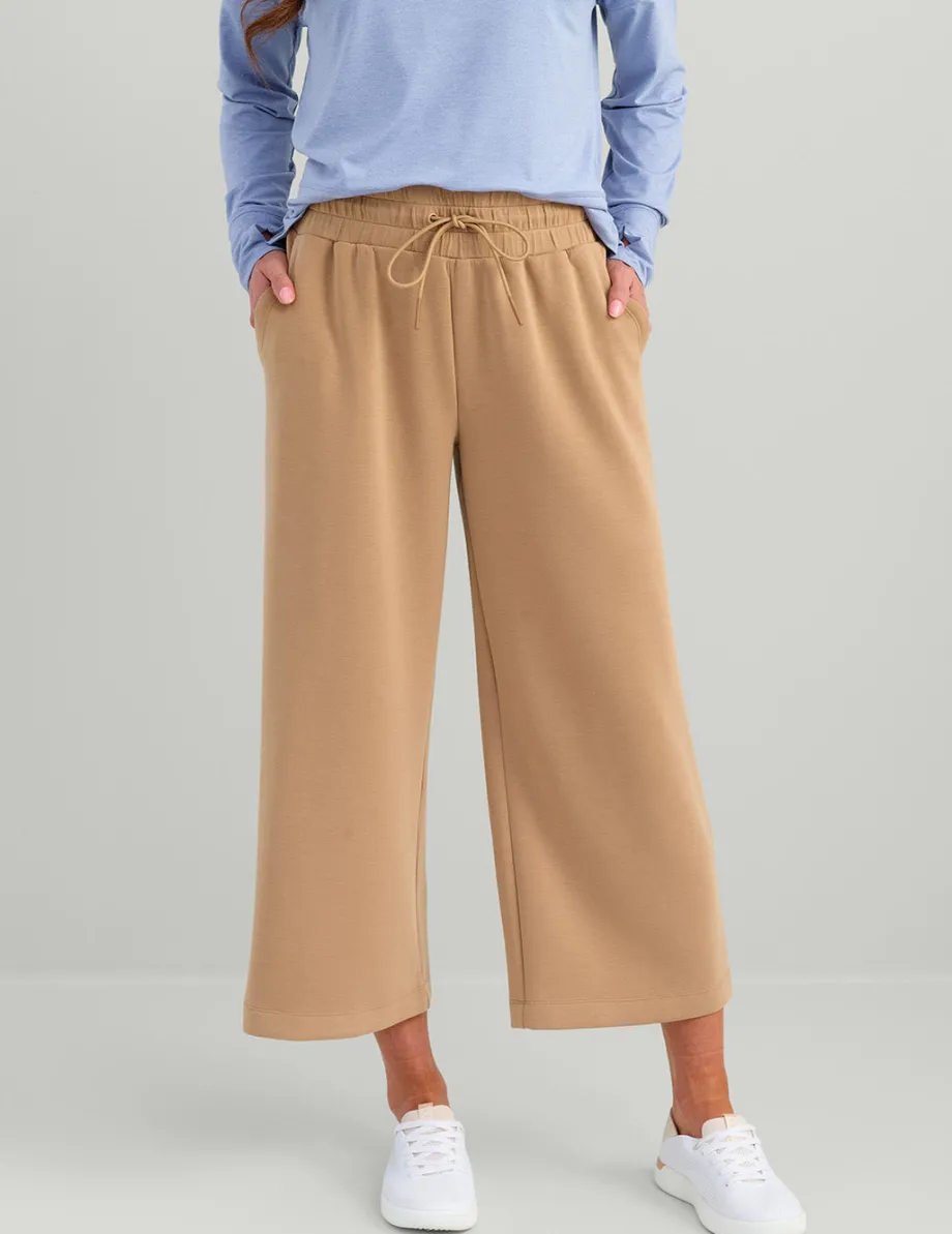 Huk Gear Pants-Womens Bayside Wide Leg Crop Marl