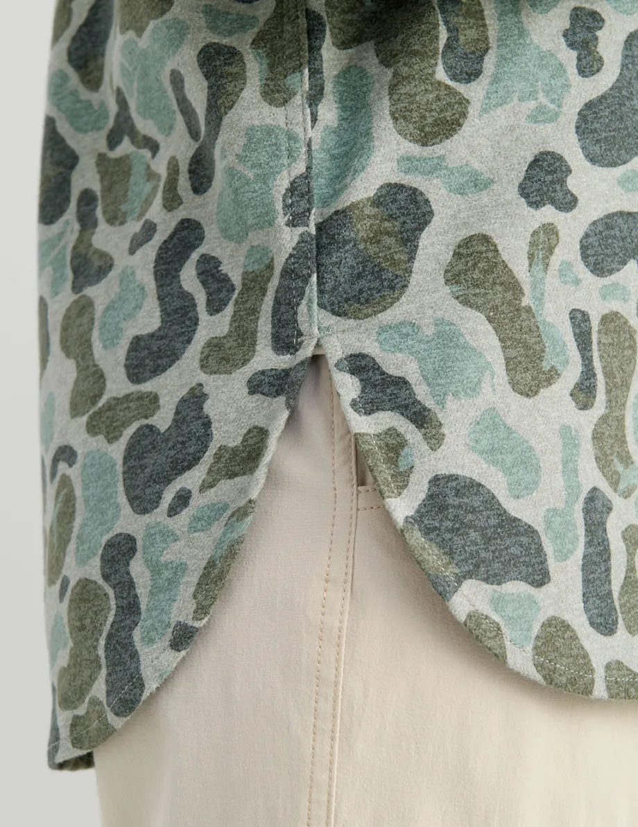 Huk Gear Button Downs-Womens Chesapeake KC Printed Flannel KC Volcanic Ash Camo