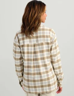 Huk Gear Button Downs-Womens Chesapeake Plaid Flannel Egret Plaid