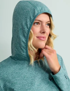 Huk Gear Performance Tops-Womens Coldfront+ Hoodie Storm Blue Heather
