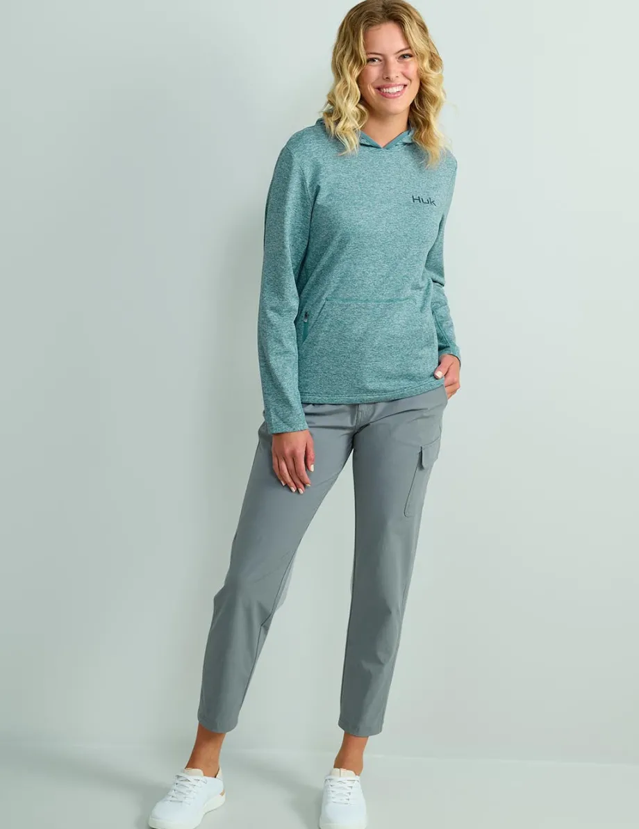 Huk Gear Performance Tops-Womens Coldfront+ Hoodie Storm Blue Heather