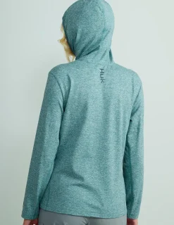 Huk Gear Performance Tops-Womens Coldfront+ Hoodie Storm Blue Heather