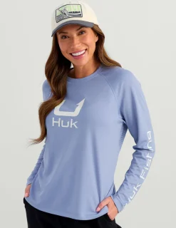 Huk Gear Performance Tops-Womens Icon Performance Crew Lightning Sky