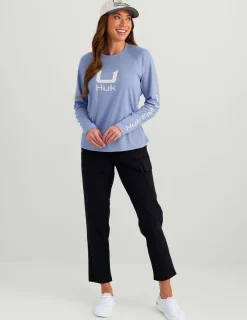 Huk Gear Performance Tops-Womens Icon Performance Crew Lightning Sky