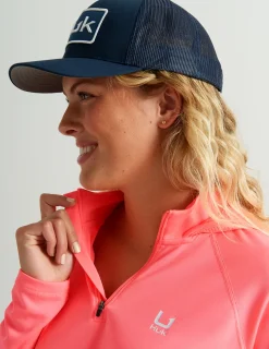 Huk Gear Performance Tops-Womens Icon Performance Hoodie Neon Coral