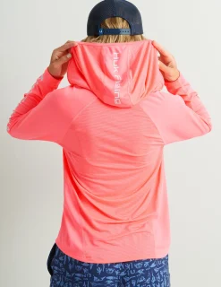 Huk Gear Performance Tops-Womens Icon Performance Hoodie Neon Coral