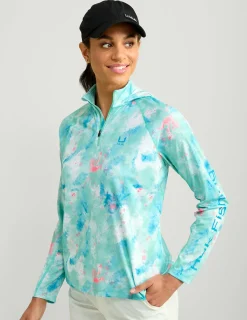 Huk Gear Performance Tops-Womens Icon Performance Hoodie Bermuda Splish Splash