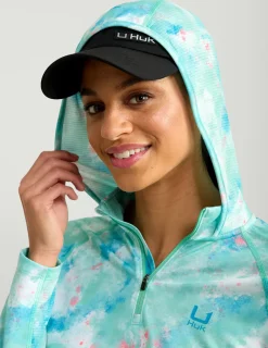 Huk Gear Performance Tops-Womens Icon Performance Hoodie Bermuda Splish Splash