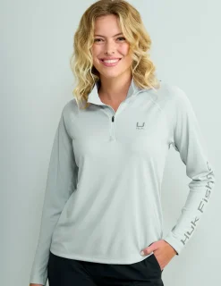 Huk Gear Performance Tops-Womens Icon Performance Hoodie Harbor Mist