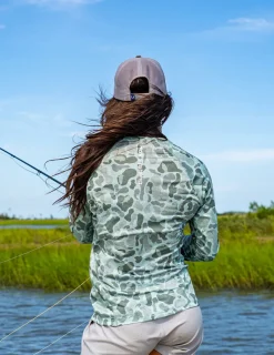Huk Gear Performance Tops-Womens KC Print Icon Performance Crew KC North Atlantic Camo