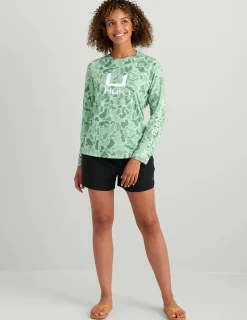 Huk Gear Performance Tops-Womens KC Print Icon Performance Crew KC North Atlantic Camo
