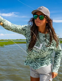 Huk Gear Performance Tops-Womens KC Print Icon Performance Crew KC North Atlantic Camo