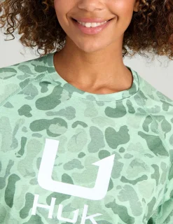 Huk Gear Performance Tops-Womens KC Print Icon Performance Crew KC North Atlantic Camo