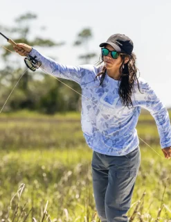 Huk Gear Performance Tops-Womens KC Print Icon Performance Crew KC Sky Camo