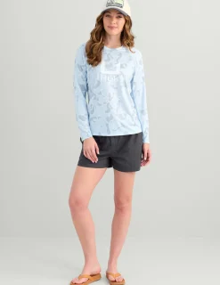 Huk Gear Performance Tops-Womens KC Print Icon Performance Crew KC Sky Camo
