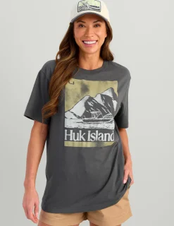 Huk Gear Tees & Tanks-Womens Oversized Island Tee Volcanic Ash