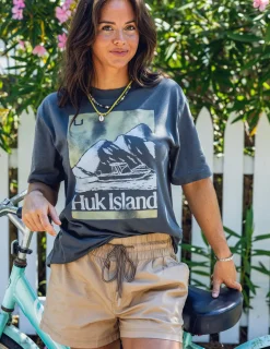 Huk Gear Tees & Tanks-Womens Oversized Island Tee Volcanic Ash