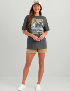 Huk Gear Tees & Tanks-Womens Oversized Island Tee Volcanic Ash