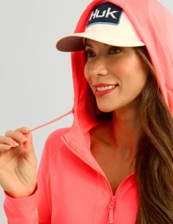 Huk Gear Cover-Up Dresses|Performance Tops-Womens Pursuit Cover-Up Dress Neon Coral