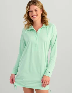 Huk Gear Cover-Up Dresses|Performance Tops-Womens Pursuit Cover-Up Dress Seafoam Mist