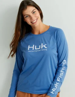 Huk Gear Performance Tops-Womens Pursuit Performance Crew Quiet Harbor