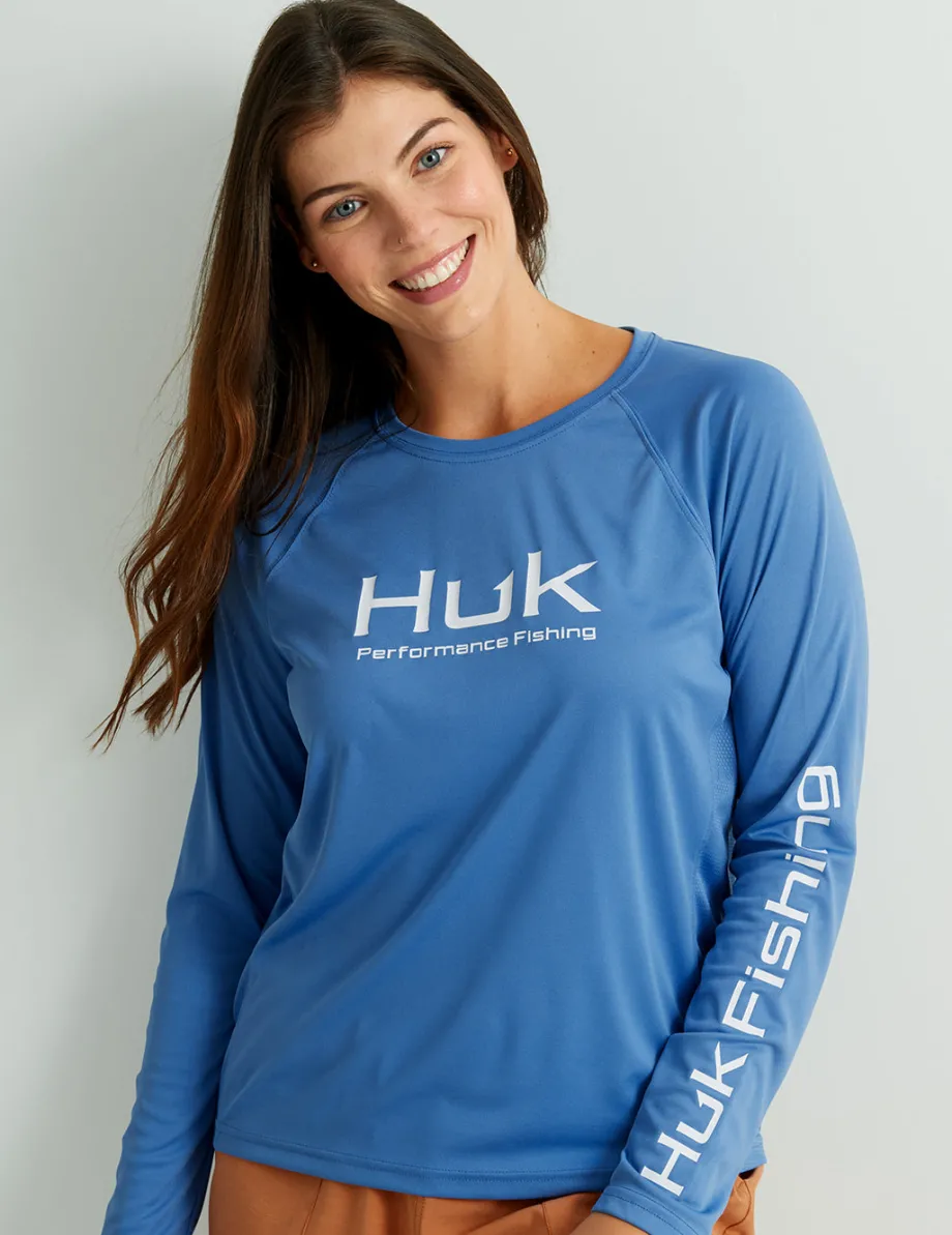 Huk Gear Performance Tops-Womens Pursuit Performance Crew Quiet Harbor