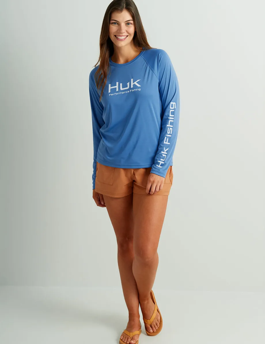 Huk Gear Performance Tops-Womens Pursuit Performance Crew Quiet Harbor