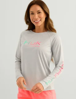 Huk Gear Performance Tops-Womens Pursuit Performance Crew Harbor Mist