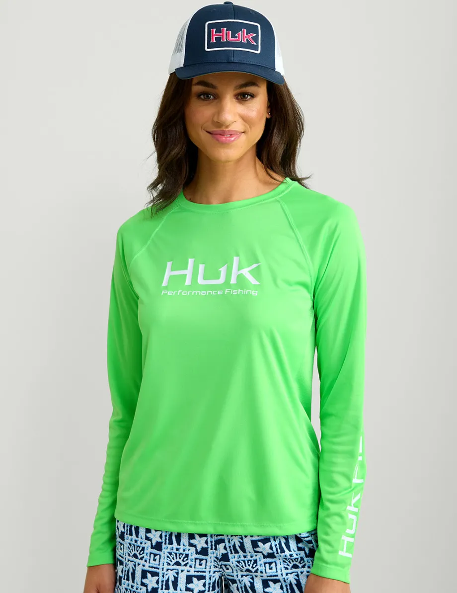 Huk Gear Performance Tops-Womens Pursuit Performance Crew Summer Green