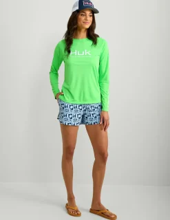 Huk Gear Performance Tops-Womens Pursuit Performance Crew Summer Green