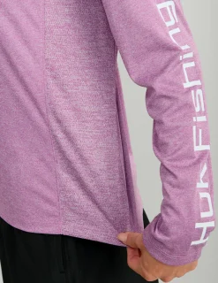 Huk Gear Performance Tops-Womens Pursuit Performance Crew Orchid Heather