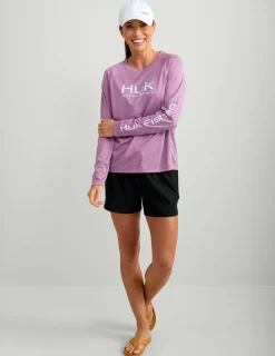 Huk Gear Performance Tops-Womens Pursuit Performance Crew Orchid Heather