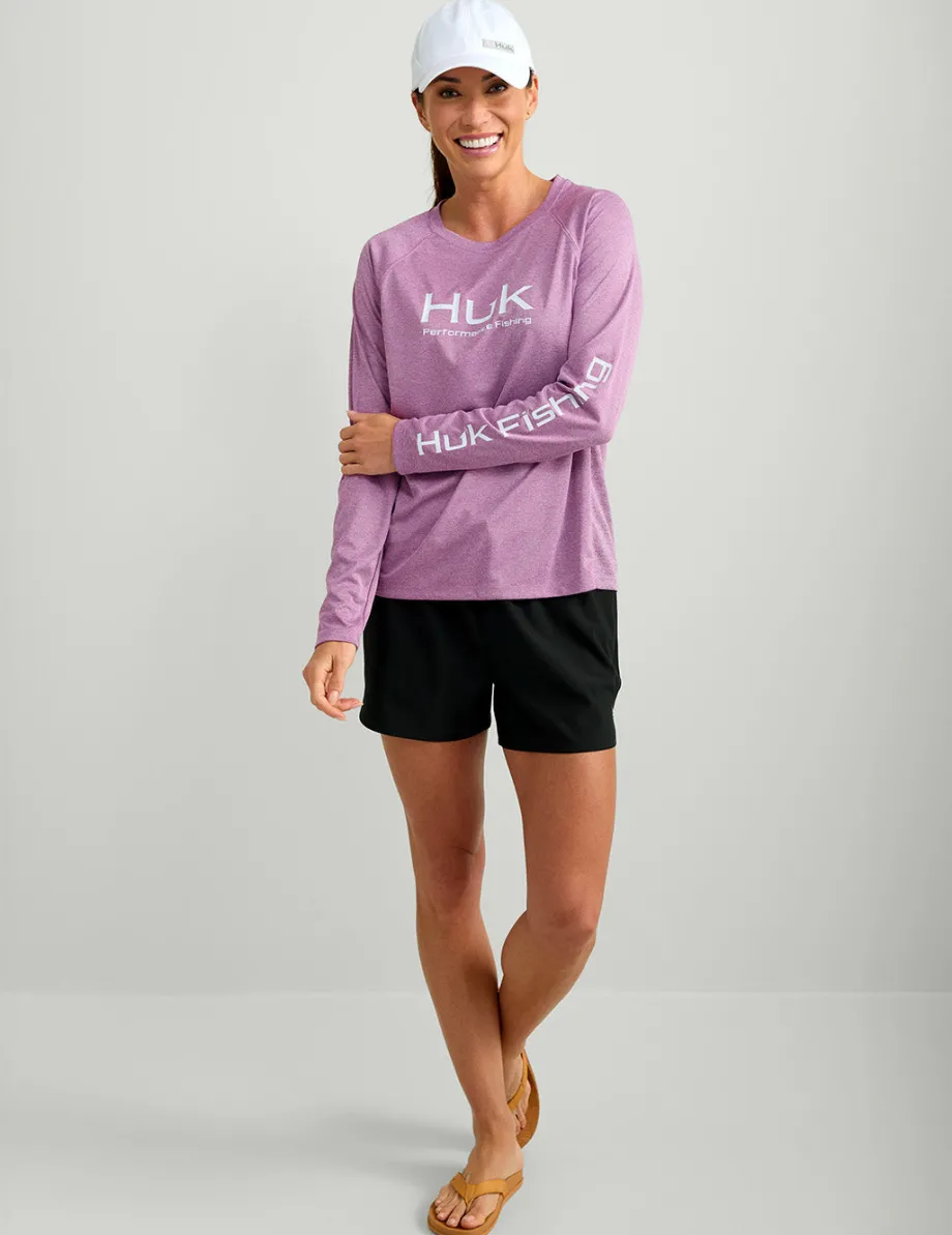 Huk Gear Performance Tops-Womens Pursuit Performance Crew Orchid Heather