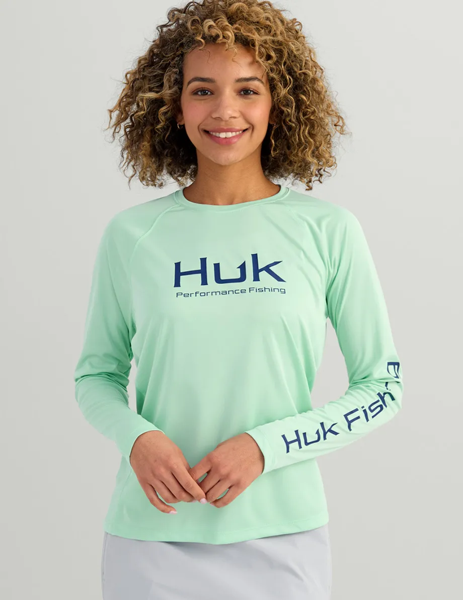 Huk Gear Performance Tops-Womens Pursuit Performance Crew Seafoam Mist