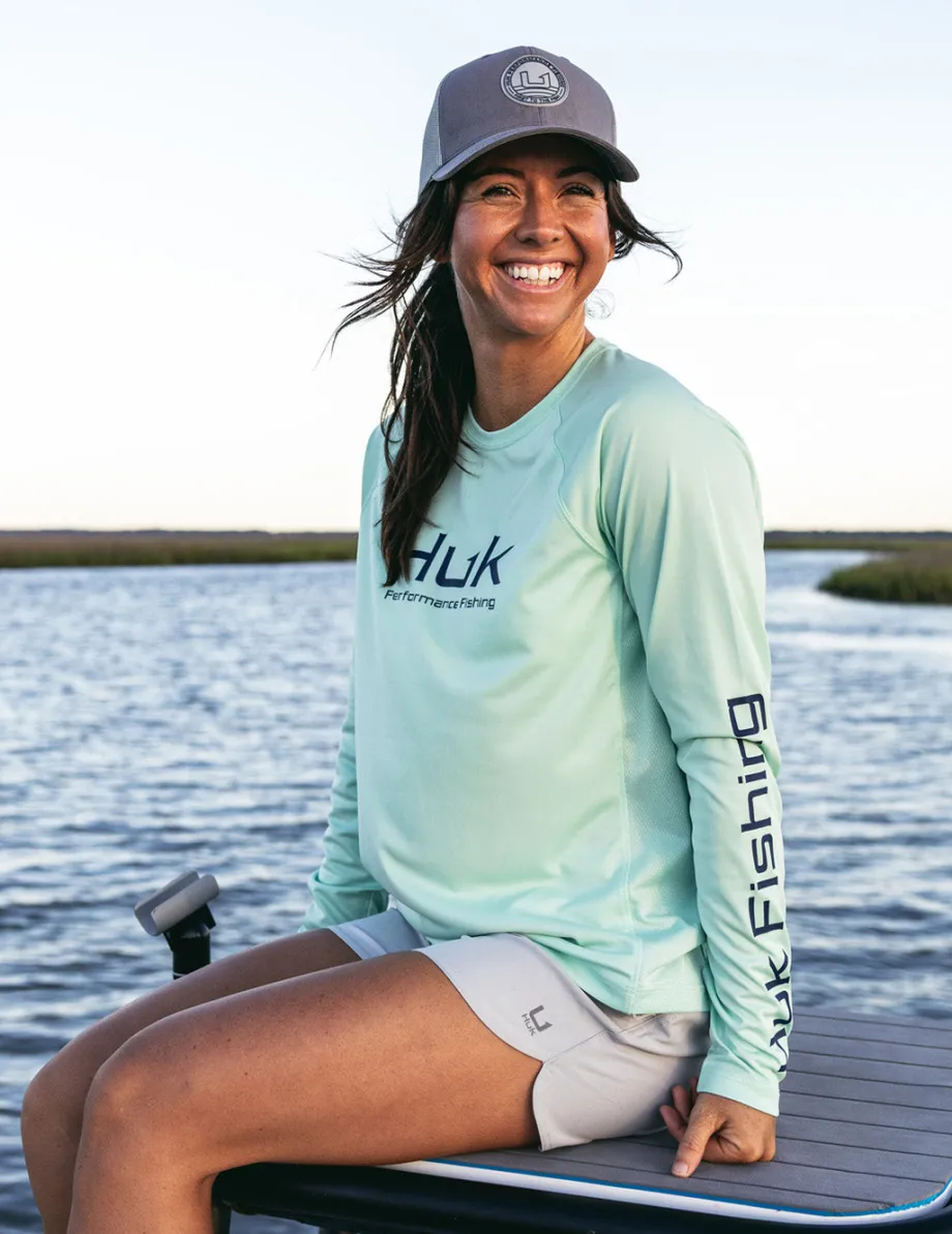 Huk Gear Performance Tops-Womens Pursuit Performance Crew Seafoam Mist