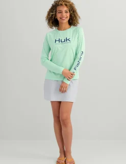 Huk Gear Performance Tops-Womens Pursuit Performance Crew Seafoam Mist