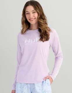 Huk Gear Performance Tops-Womens Pursuit Performance Crew Orchid Bloom