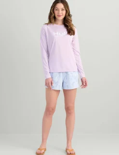 Huk Gear Performance Tops-Womens Pursuit Performance Crew Orchid Bloom