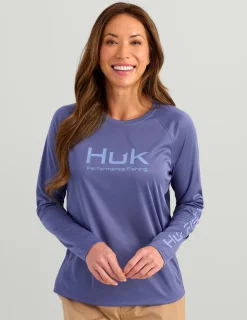 Huk Gear Performance Tops-Womens Pursuit Performance Crew Skipper Blue
