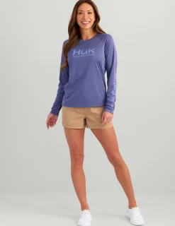 Huk Gear Performance Tops-Womens Pursuit Performance Crew Skipper Blue